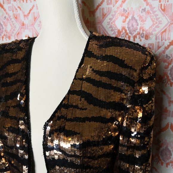 Vintage Small Sequin Tiger Striped Cardigan - Picture 3 of 8
